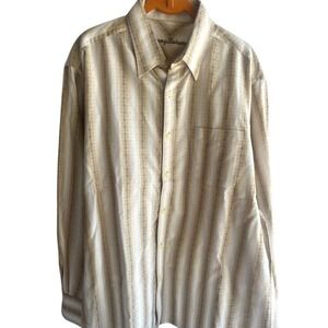 Tommy Bahama Western Striped‎ Star Pattern Button Cotton Long Sleeve Shirt Large